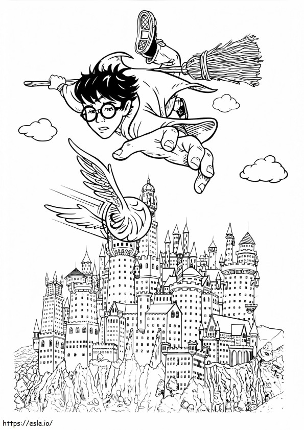 ハリー・ポッターの飛行 ぬりえ - 塗り絵