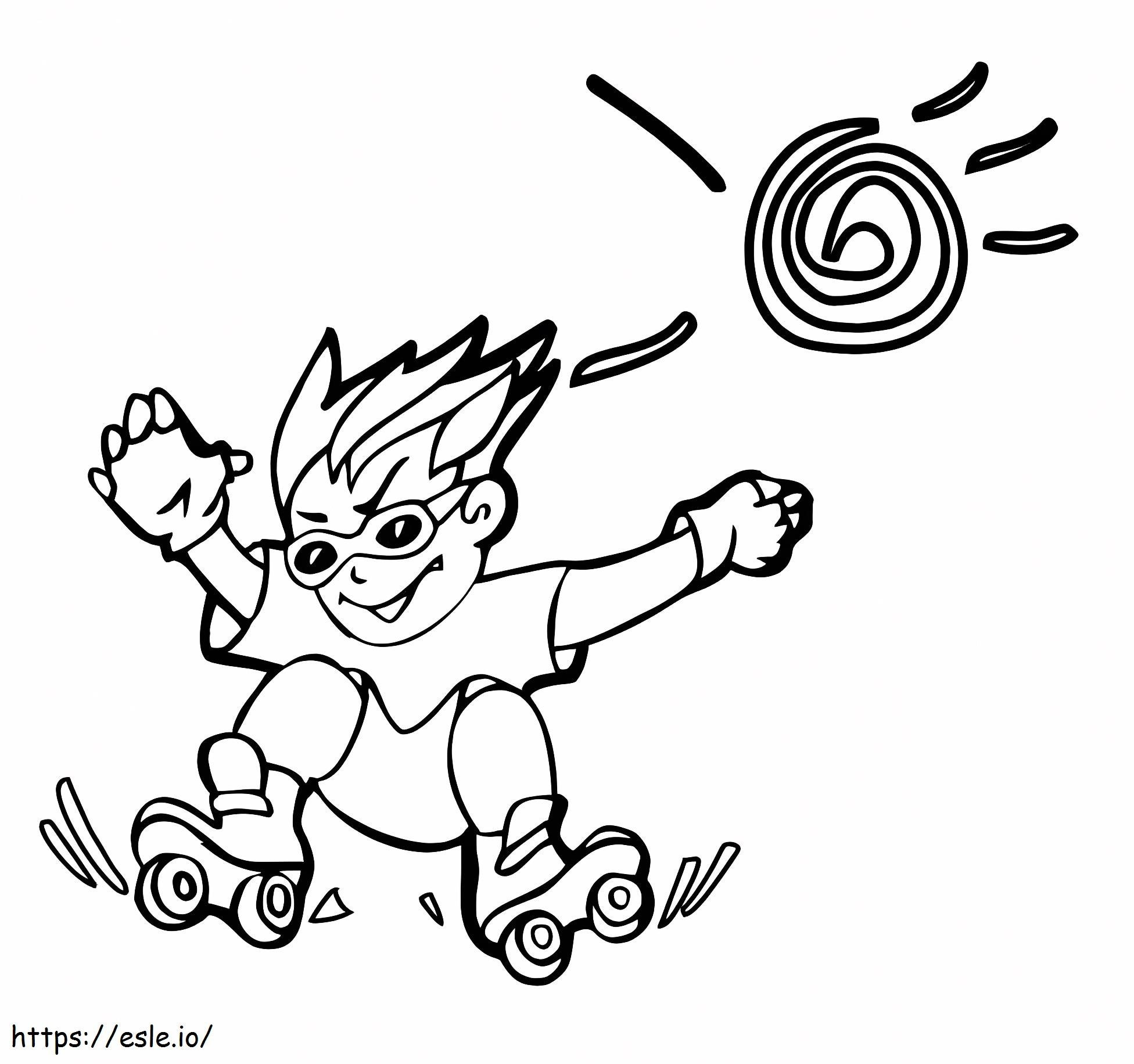 Cool Boy On Roller Skates coloring page