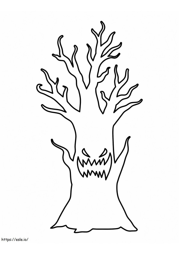 Eenvoudige griezelige boom kleurplaat