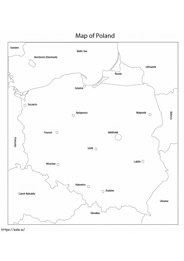 Harta Poloniei de colorat