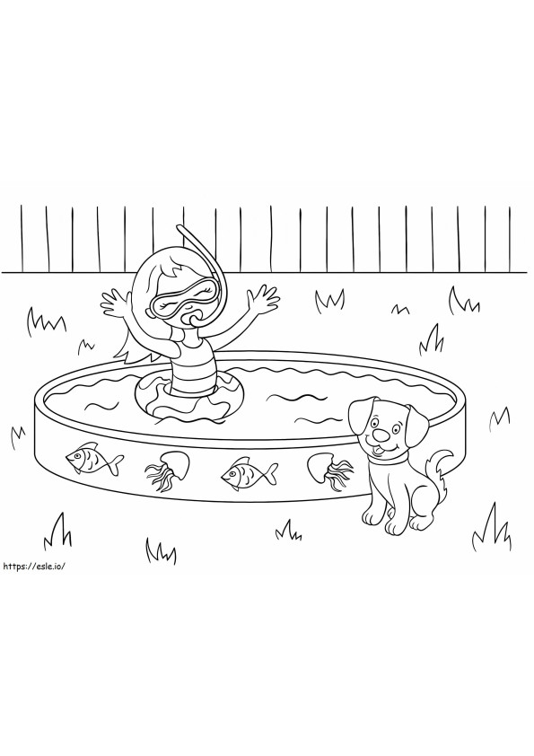 Coloriage Fille dans la piscine à imprimer dessin
