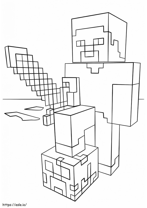 Steve Minecraft yang keren Gambar Mewarnai