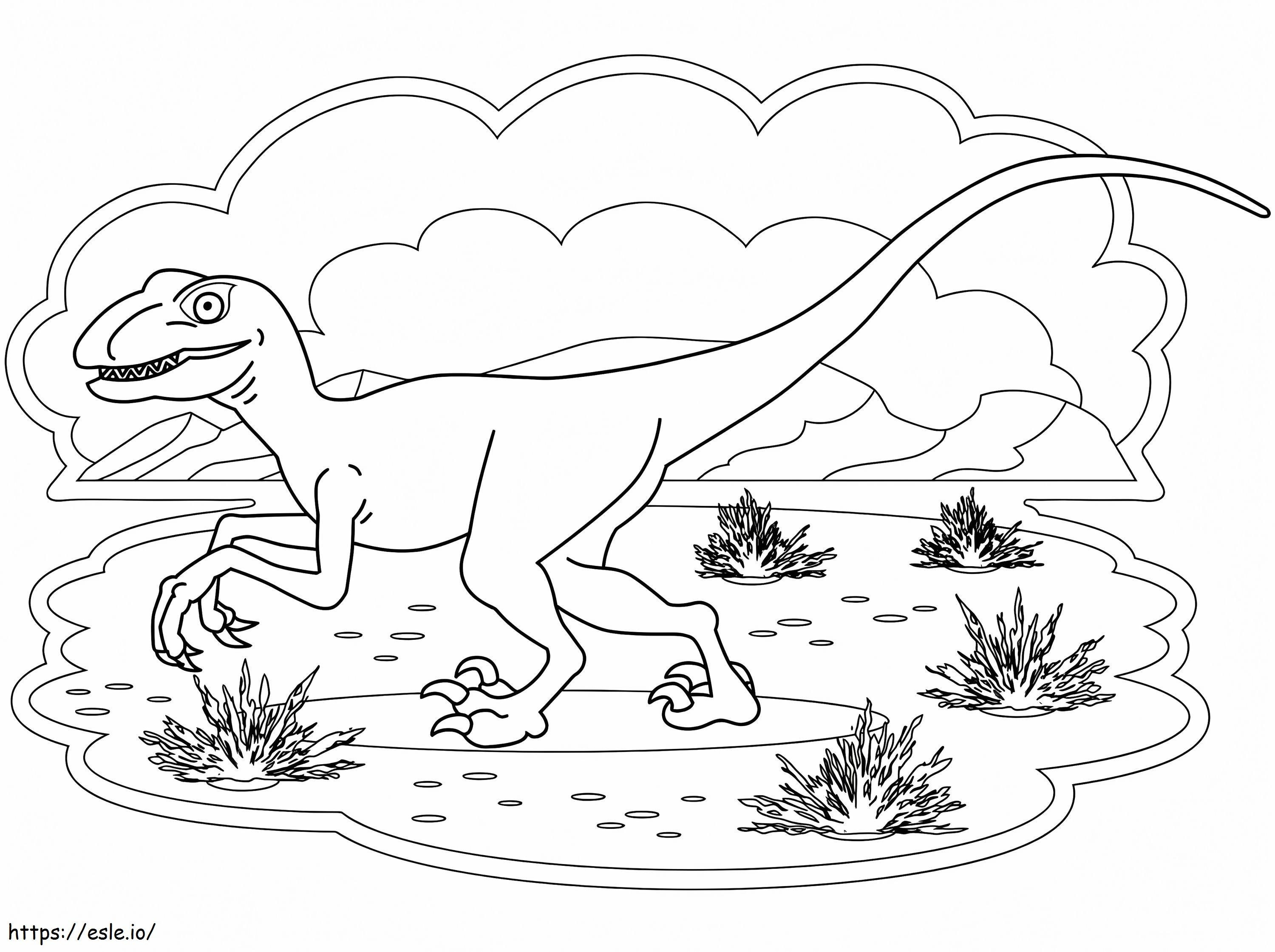 Dinosaure Velociraptor 6 värityskuva
