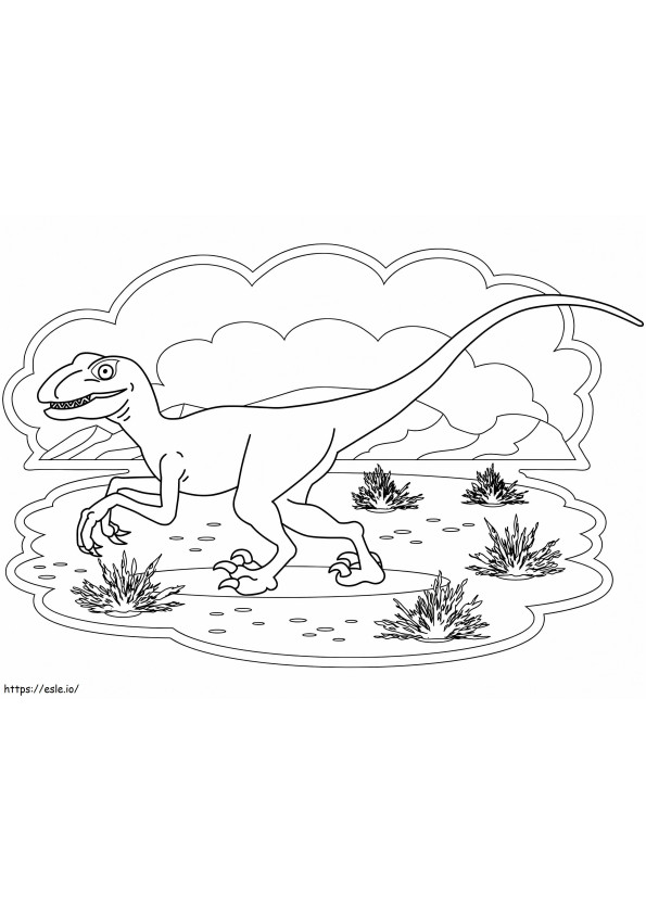 Dinosaure Velociraptor 6 värityskuva