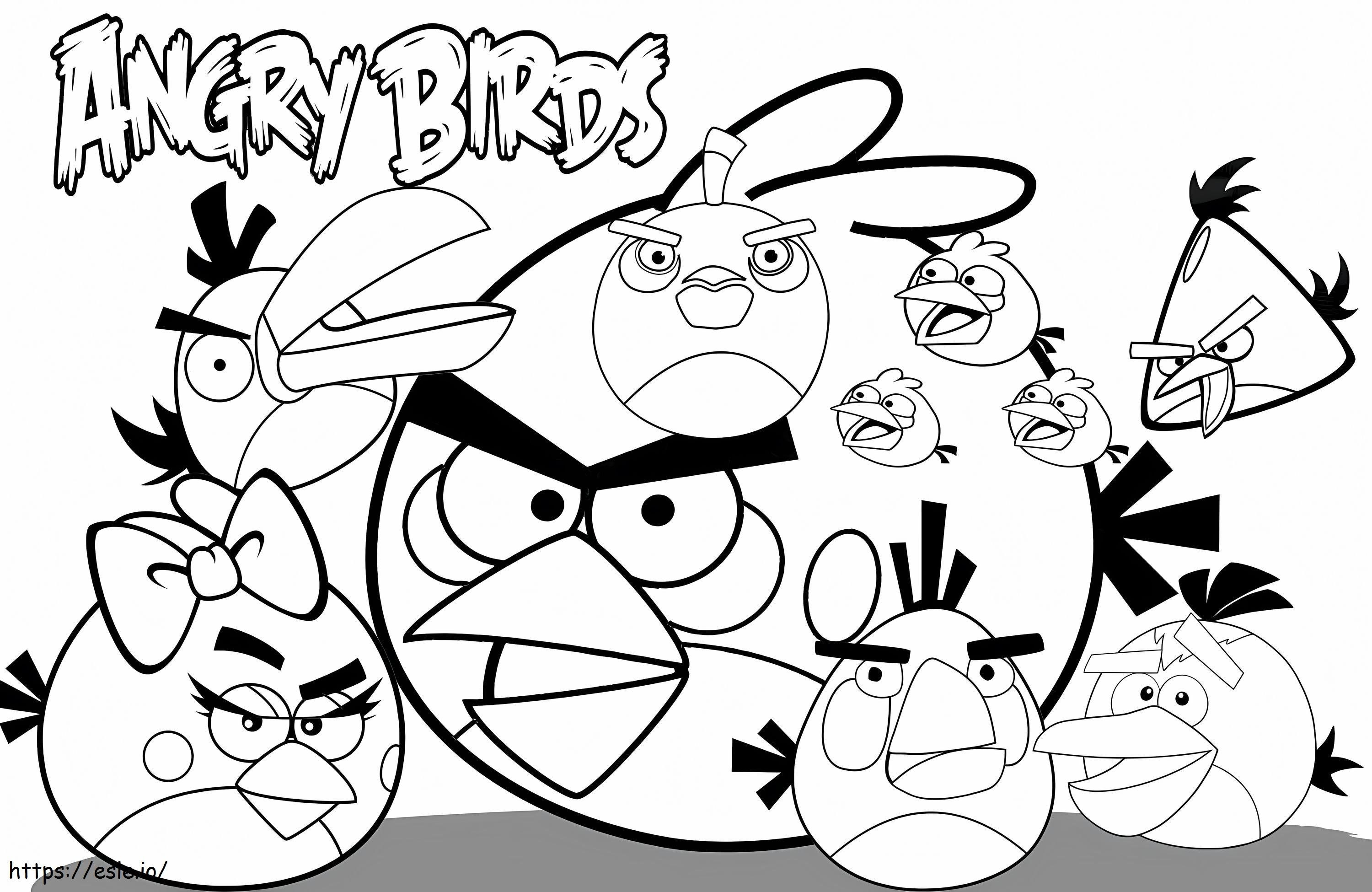 Kaikki Angry Birds -hahmot värityskuva