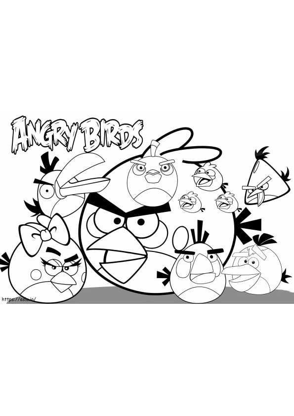 Alle Angry Birds-personages kleurplaat