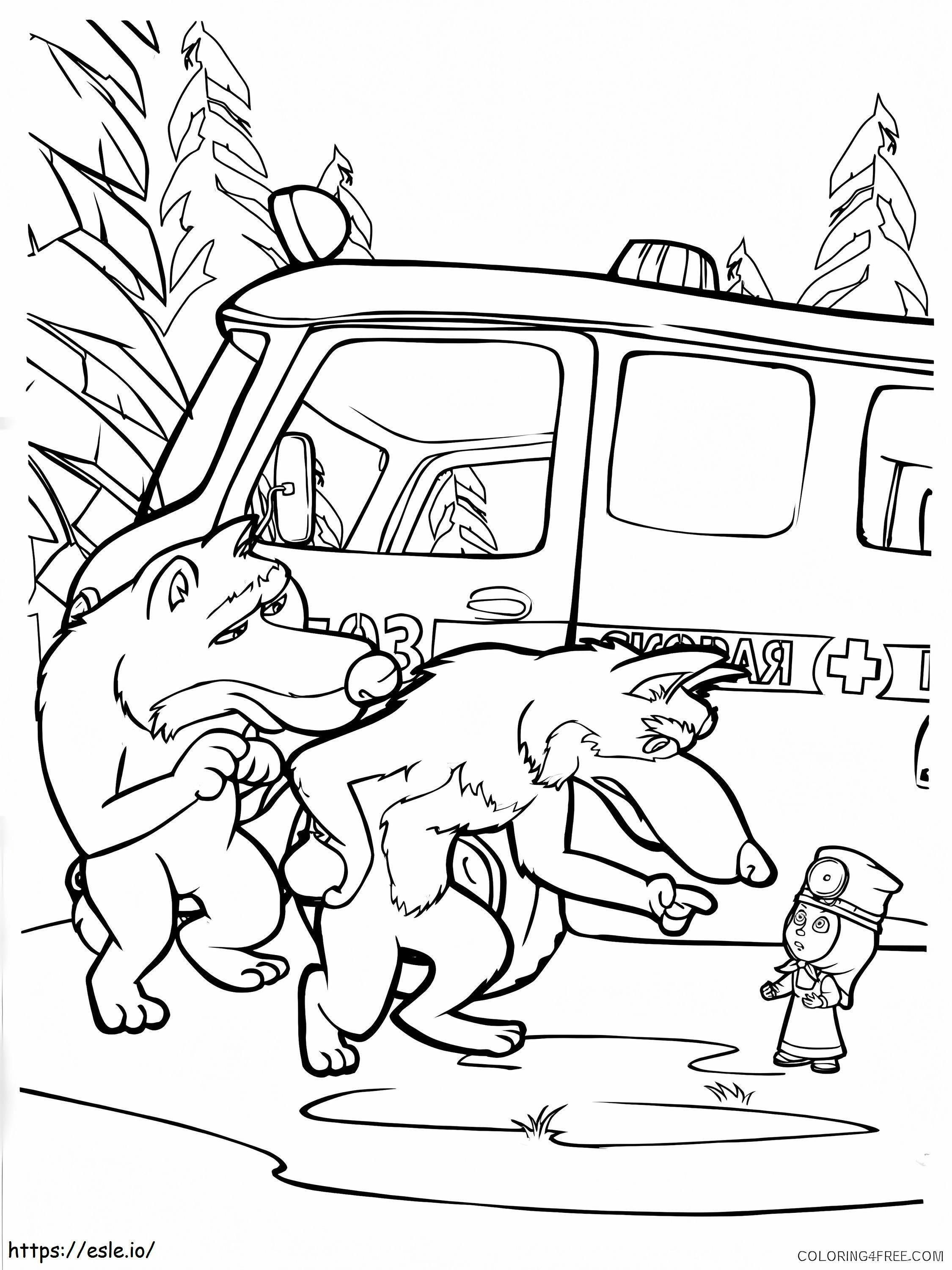 Masha And Wolves coloring page