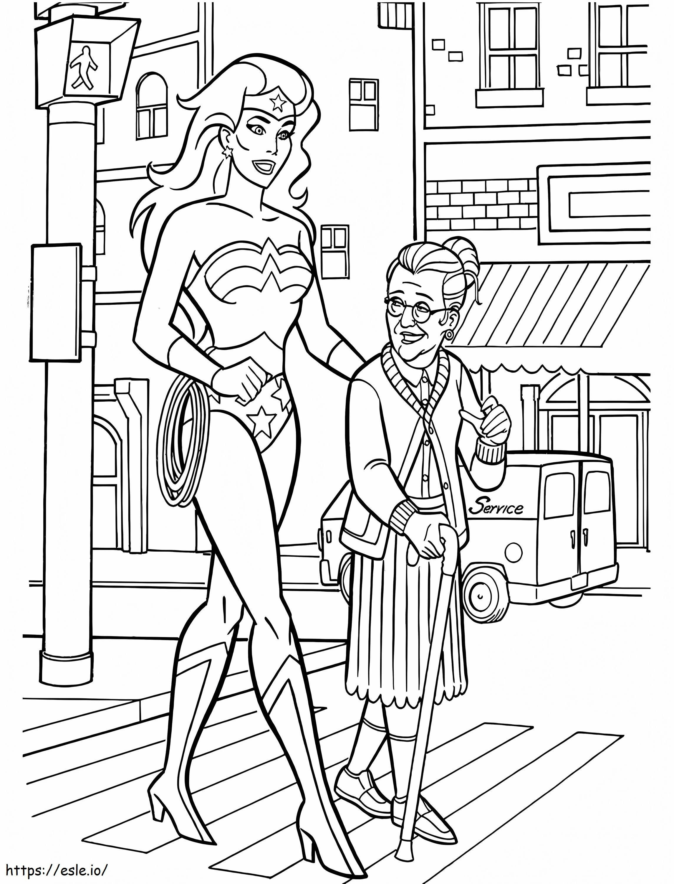 Coloriage 1568904311 Wonder Woman et personnes âgées A4 à imprimer dessin