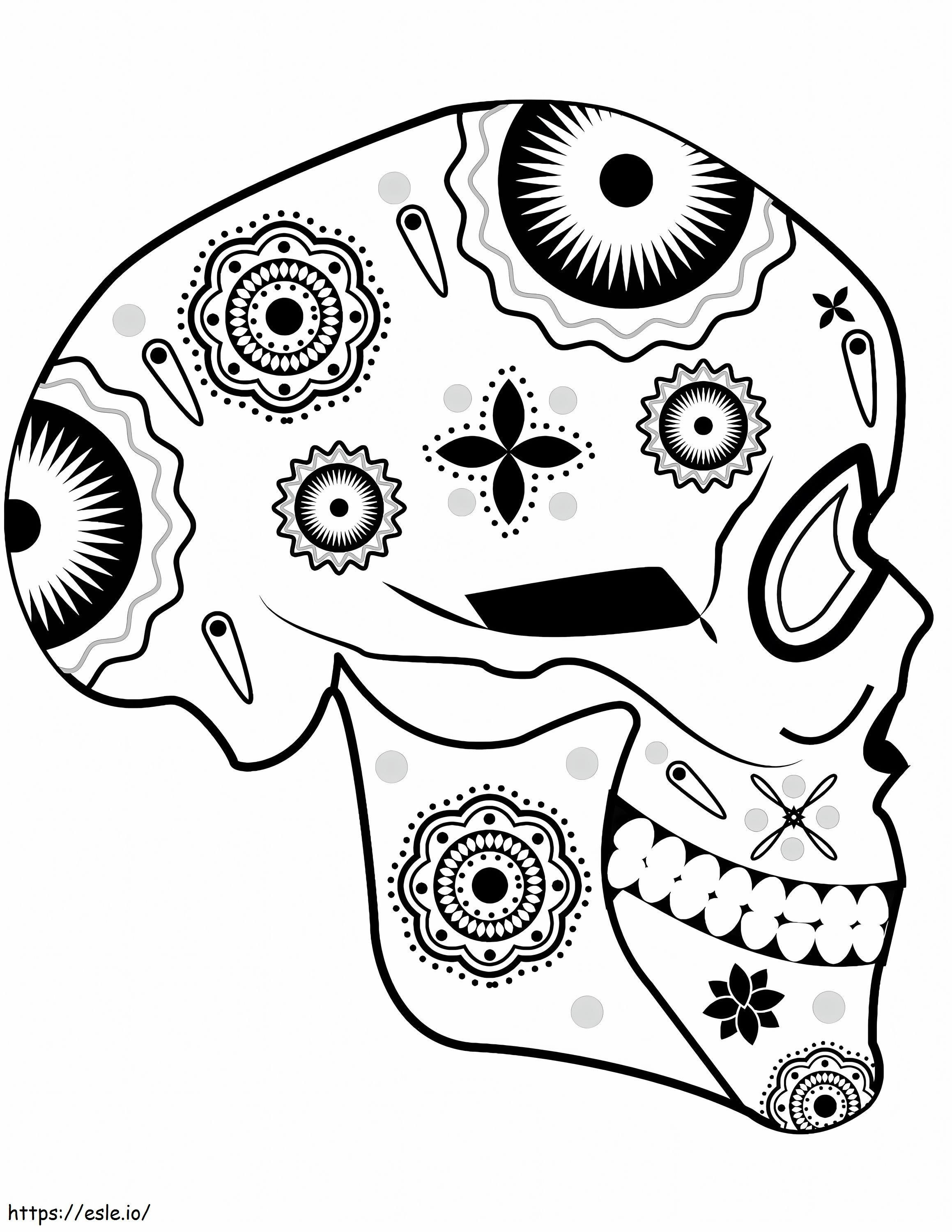 Coloriage Vue latérale du crâne en sucre à imprimer dessin