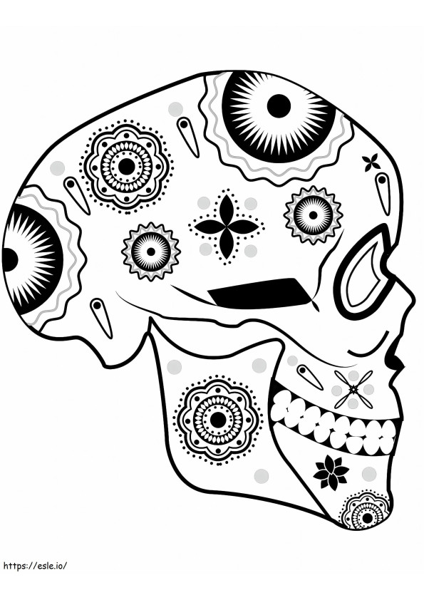 Coloriage Vue latérale du crâne en sucre à imprimer dessin