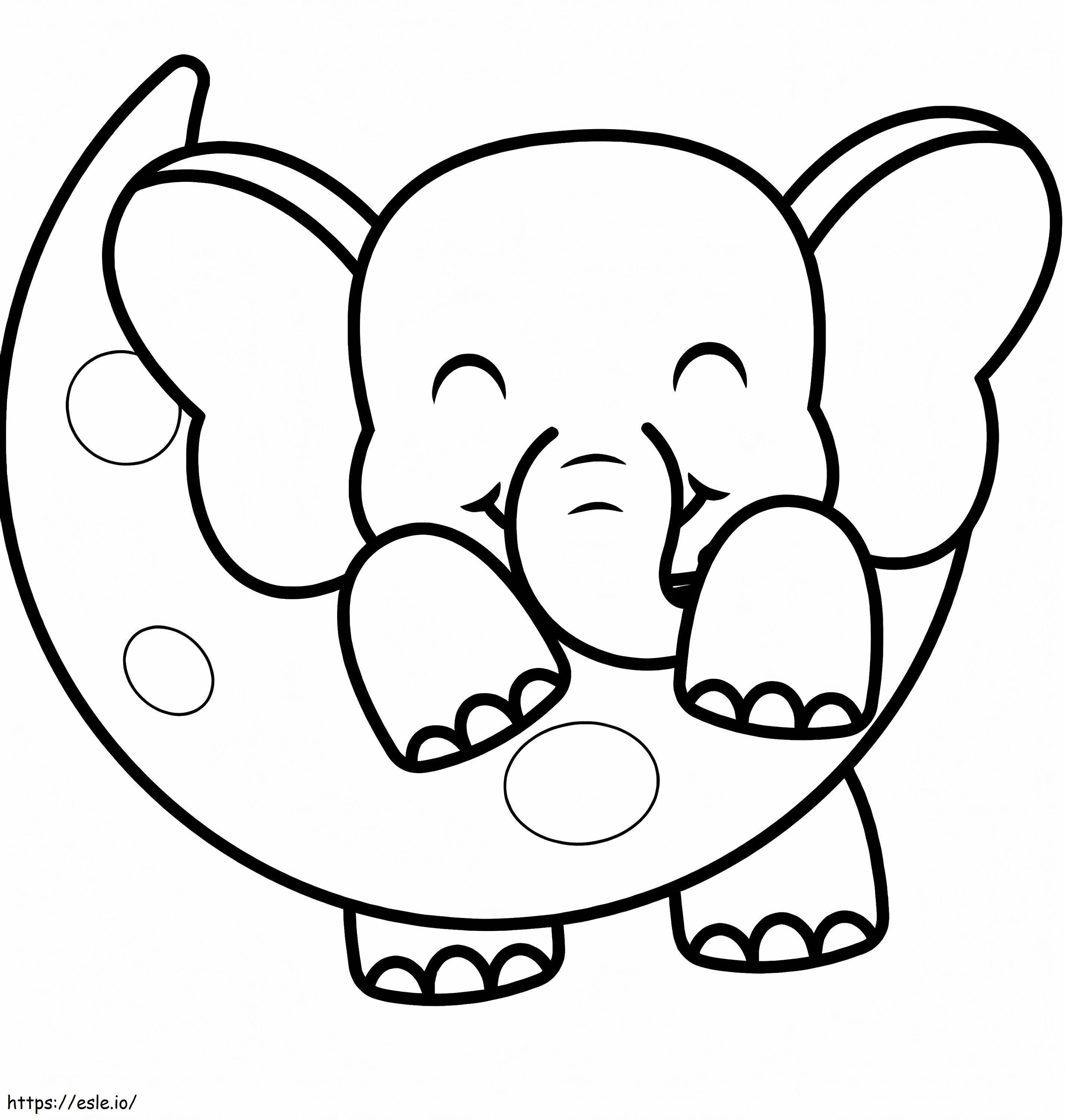 Elephant With Moon coloring page