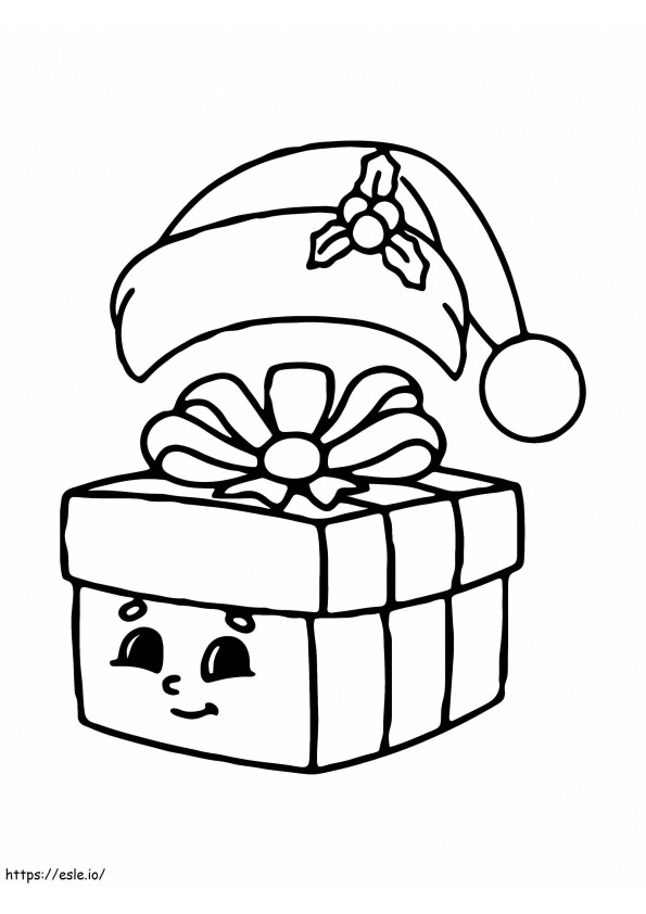 Christmas Present And Santa Hat coloring page