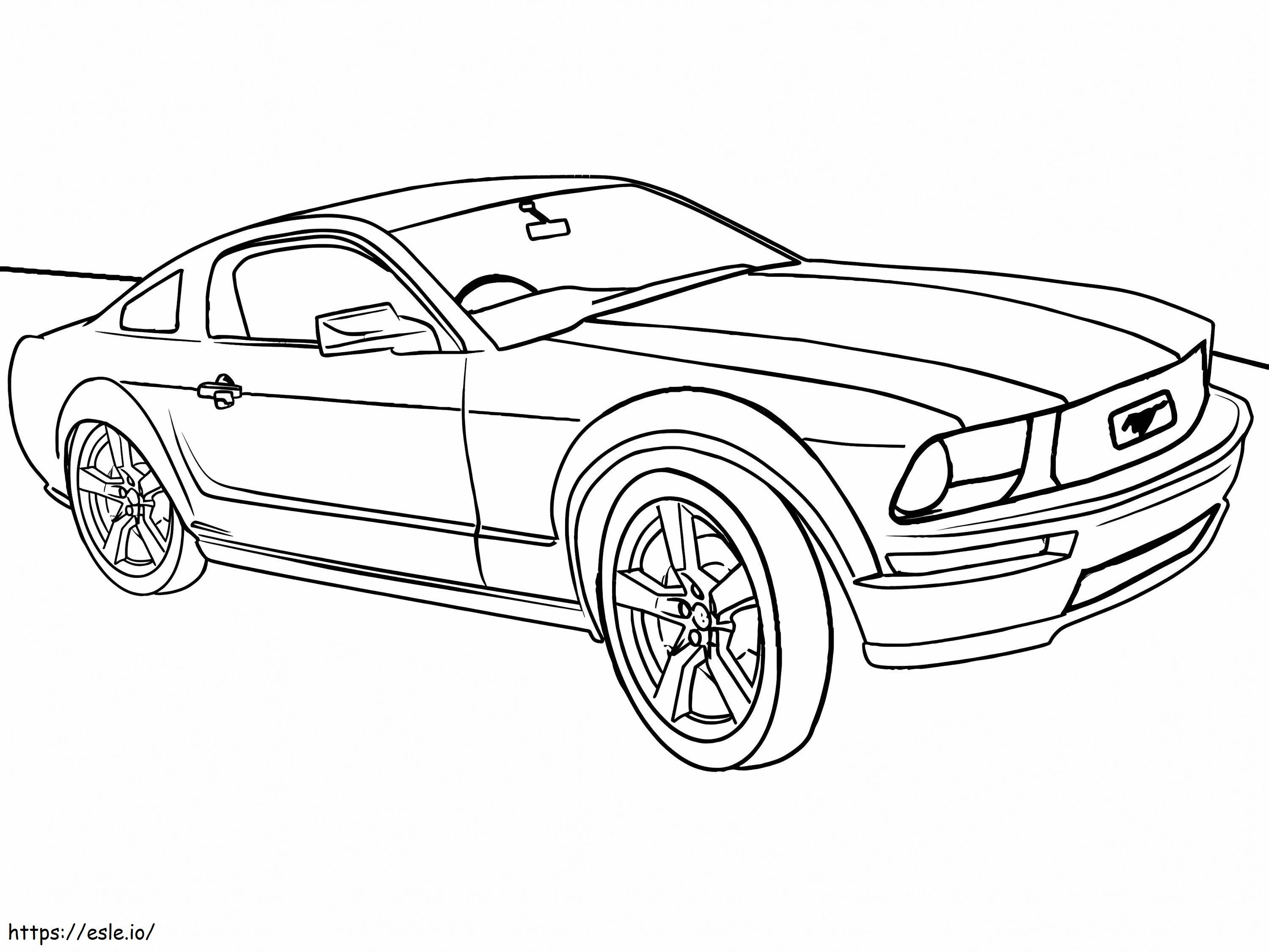 Coche Mustang en la carretera para colorear
