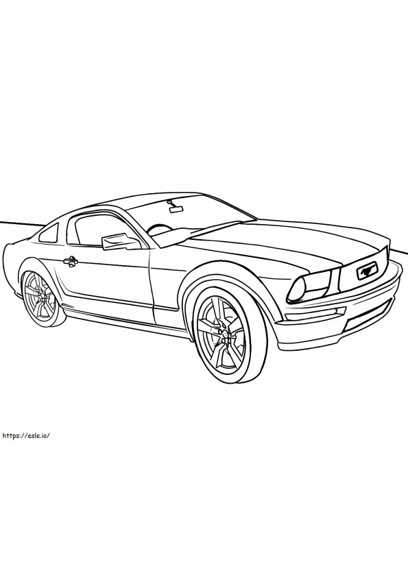 Mustang-auto op de weg kleurplaat