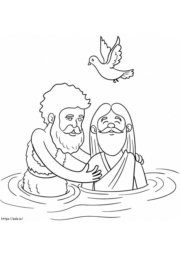 Coloriage Baptême de Jésus imprimable gratuitement à imprimer dessin