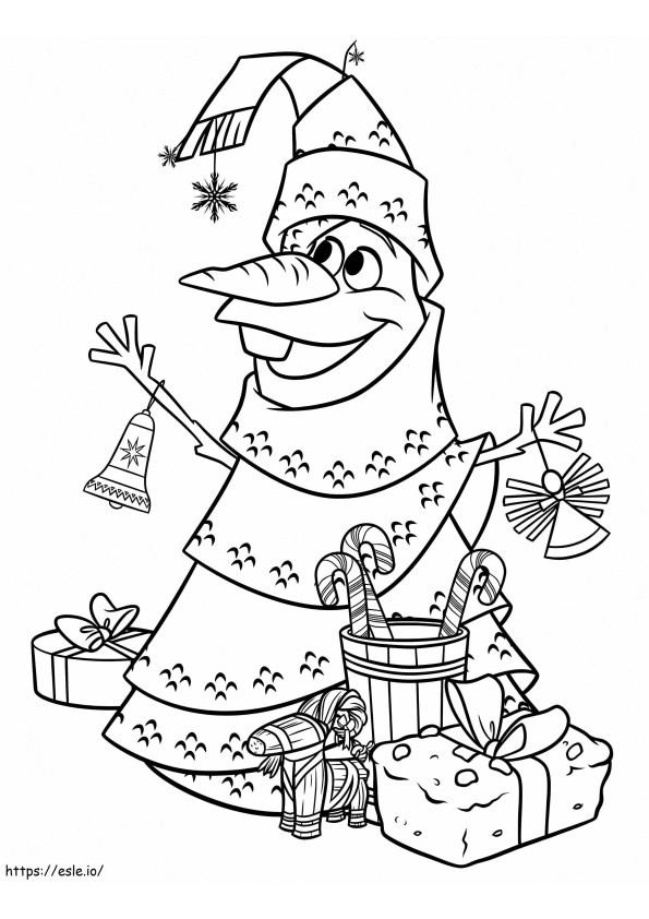 Coloriage Arbre de Noël Olaf à imprimer dessin