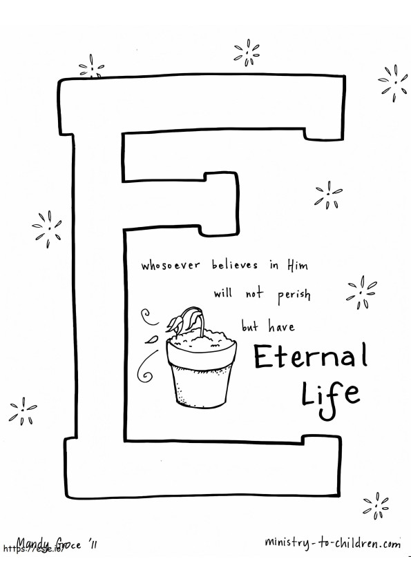 E Is For Eternal Life coloring page