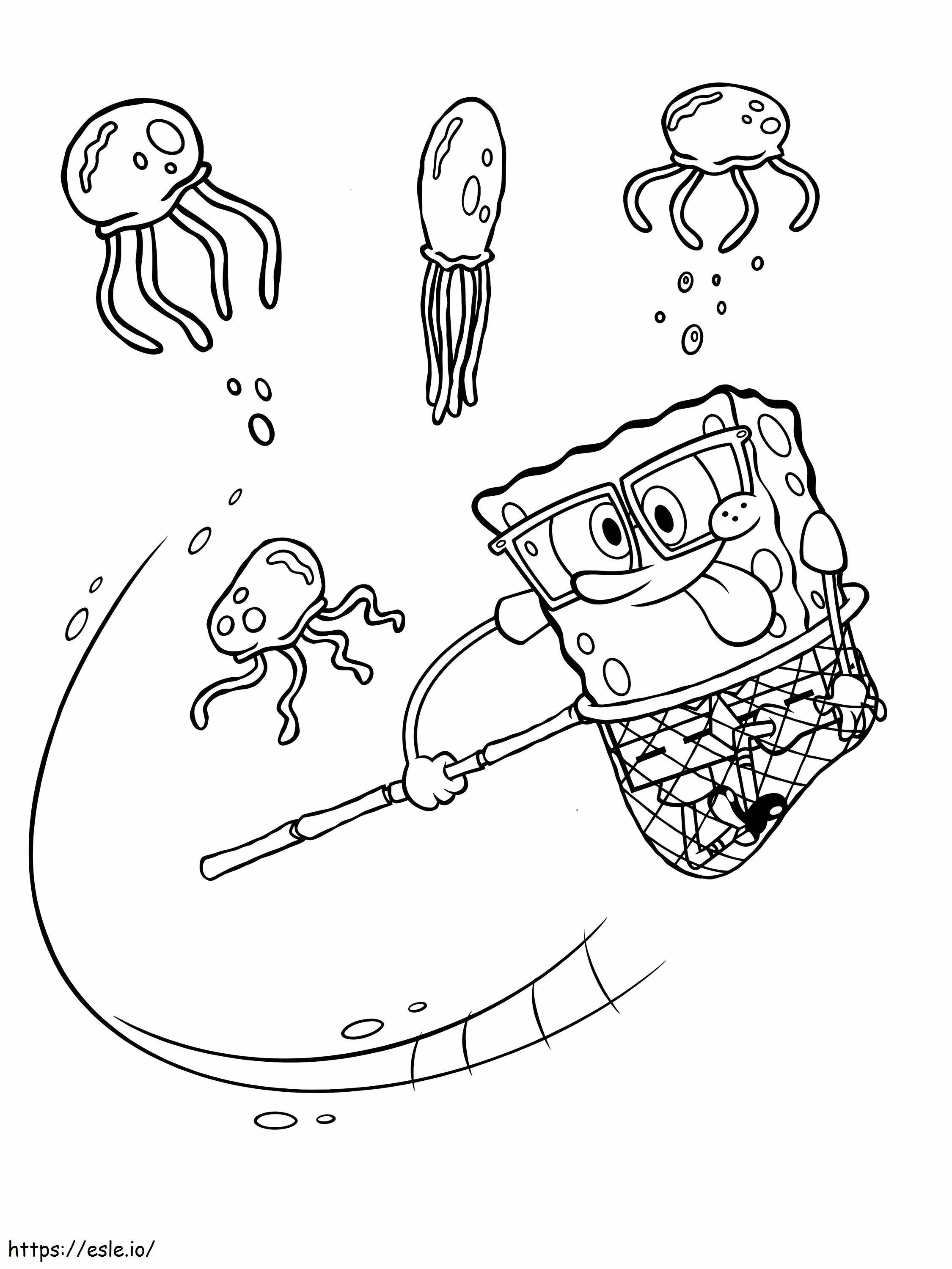 SpongeBob che cattura le meduse da colorare