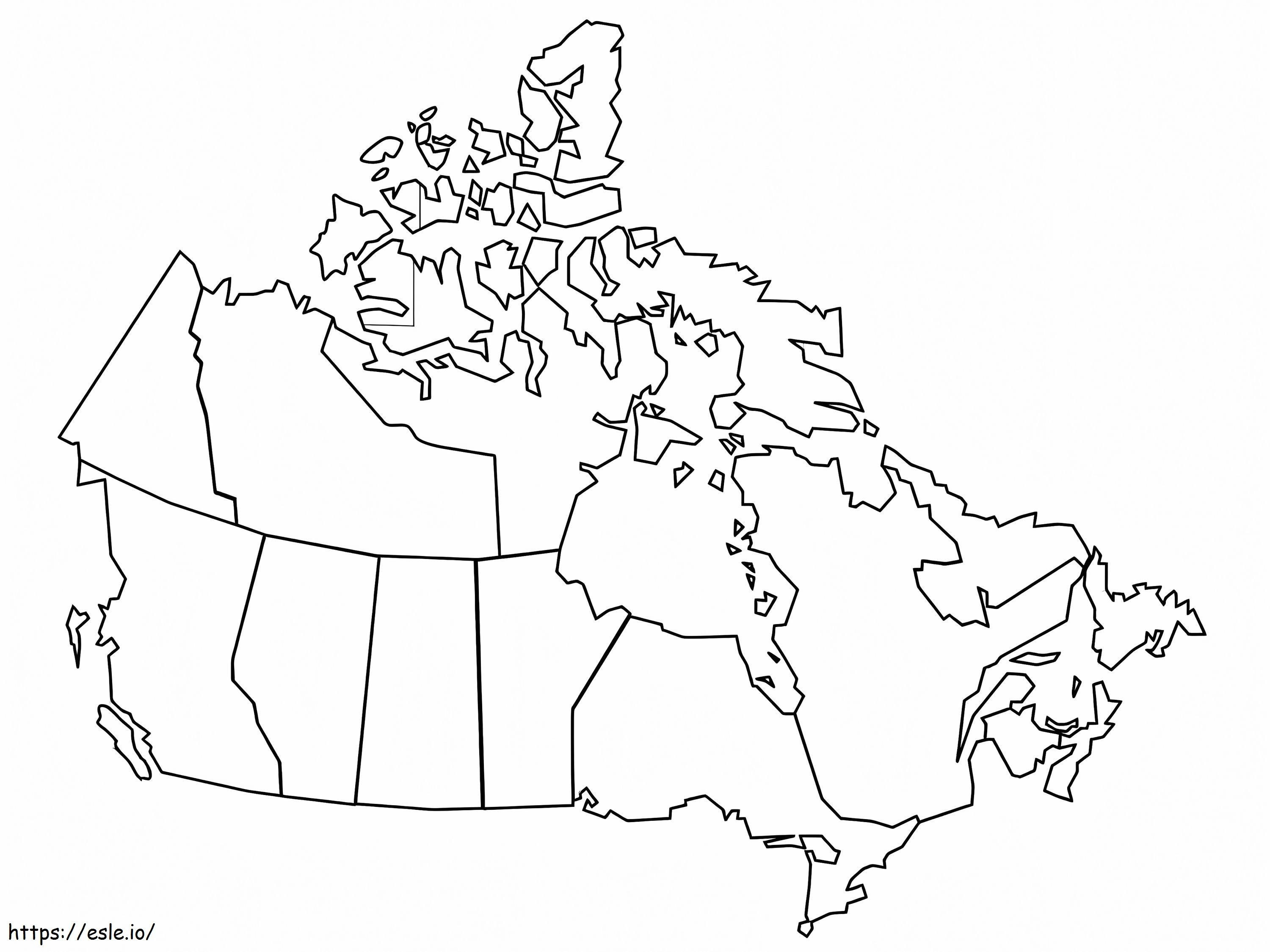 Mapa imprimible de Canadá para colorear