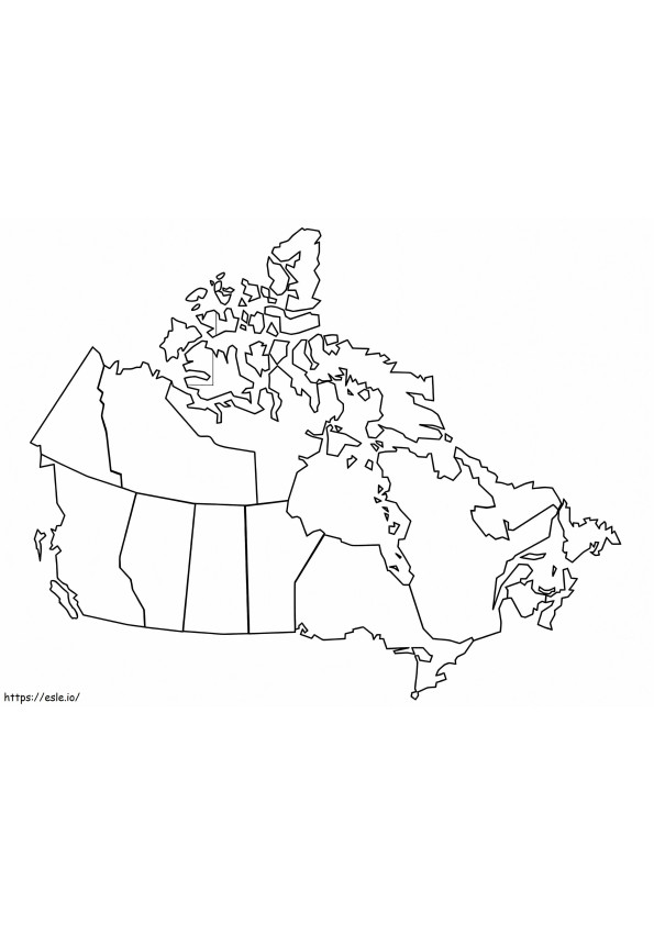 Afdrukbare kaart van Canada kleurplaat
