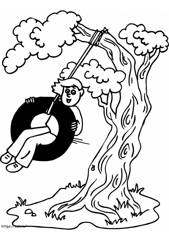 Girl On Tire Swing coloring page