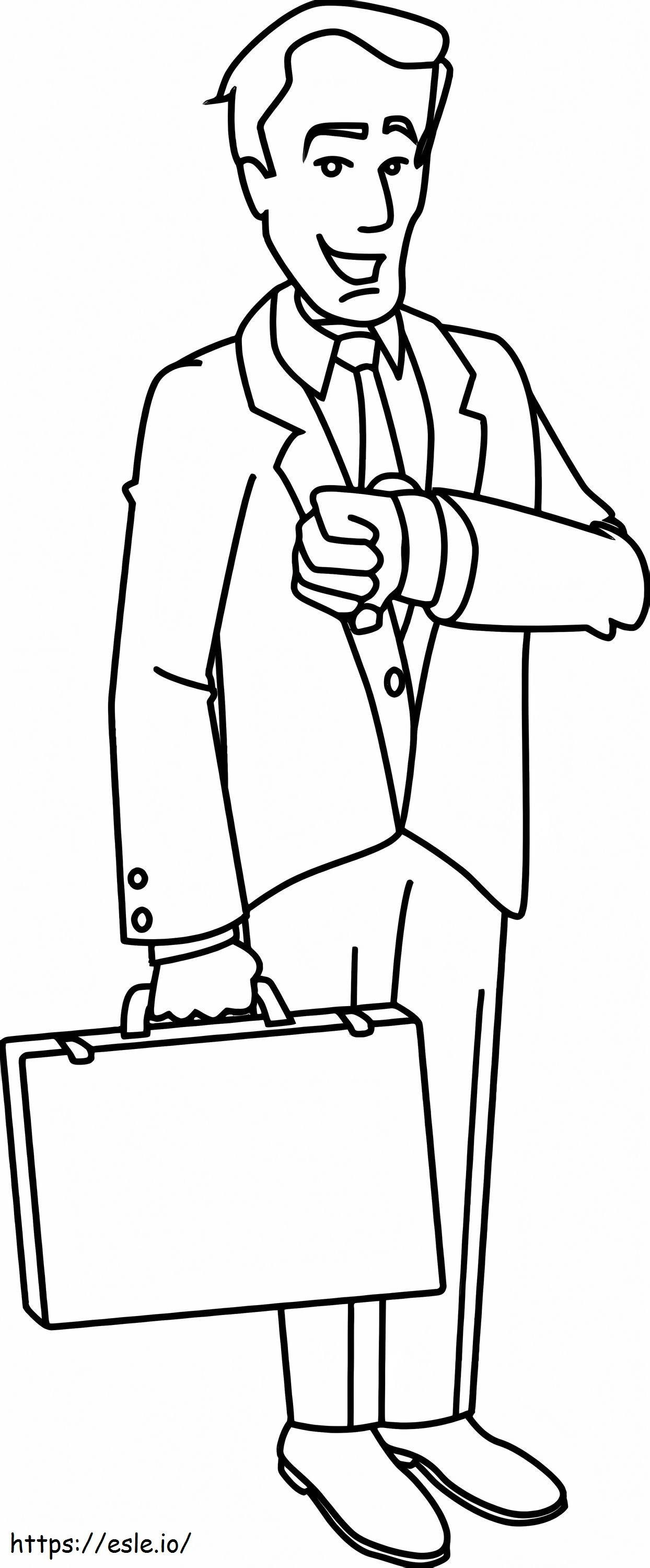 Businessman Looking At His Watch coloring page