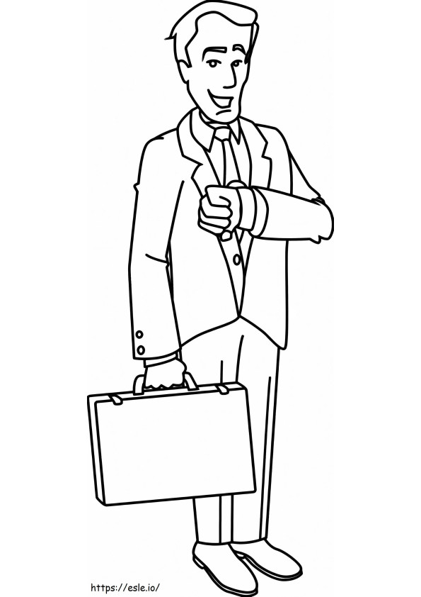 Businessman Looking At His Watch coloring page