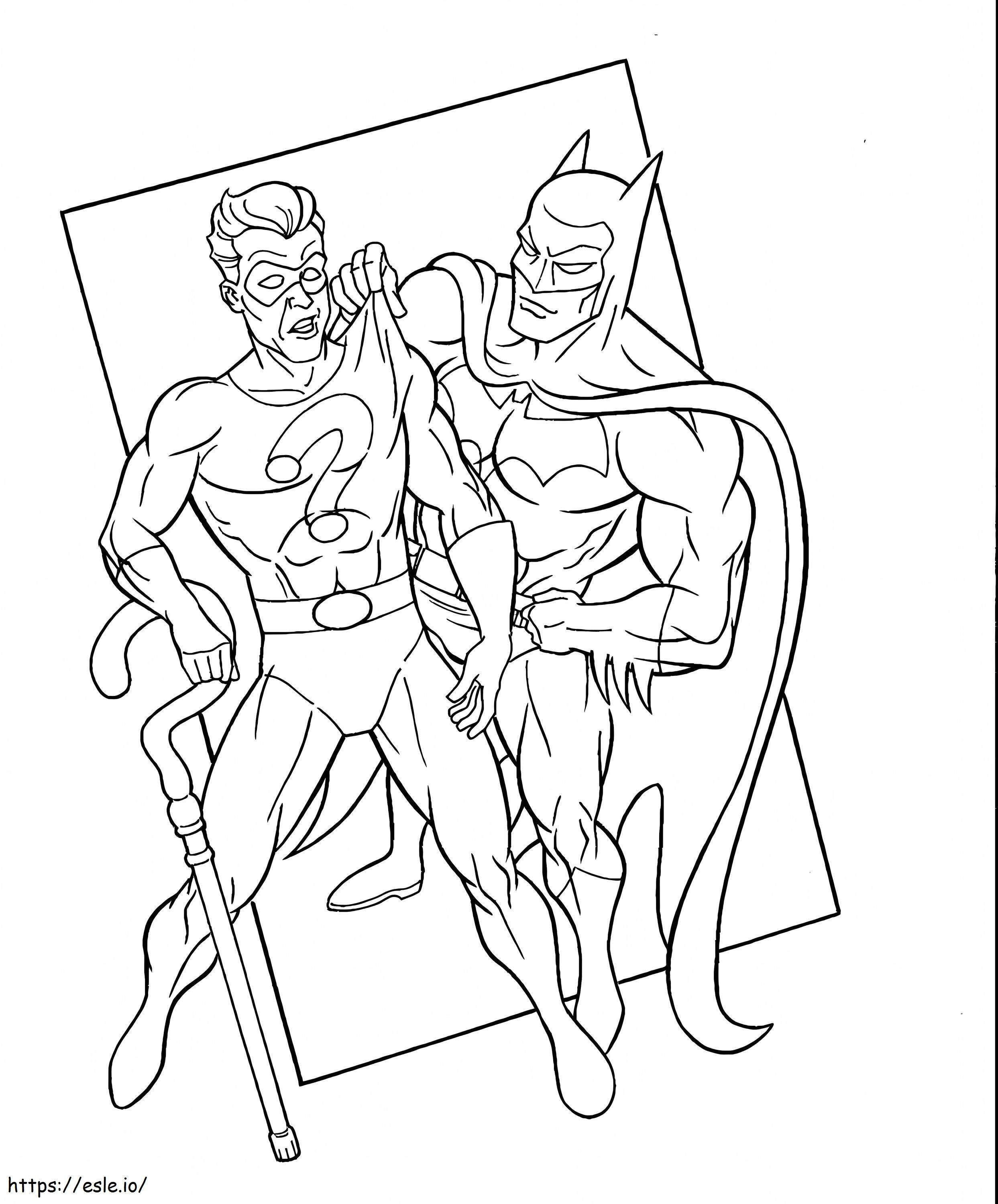 Coloriage Batman attrape des ennemis à imprimer dessin