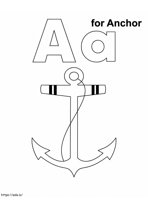 Lettera base A per ancoraggio da colorare