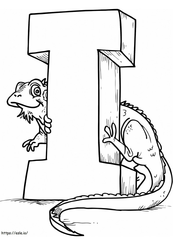 Letter I Reptile coloring page