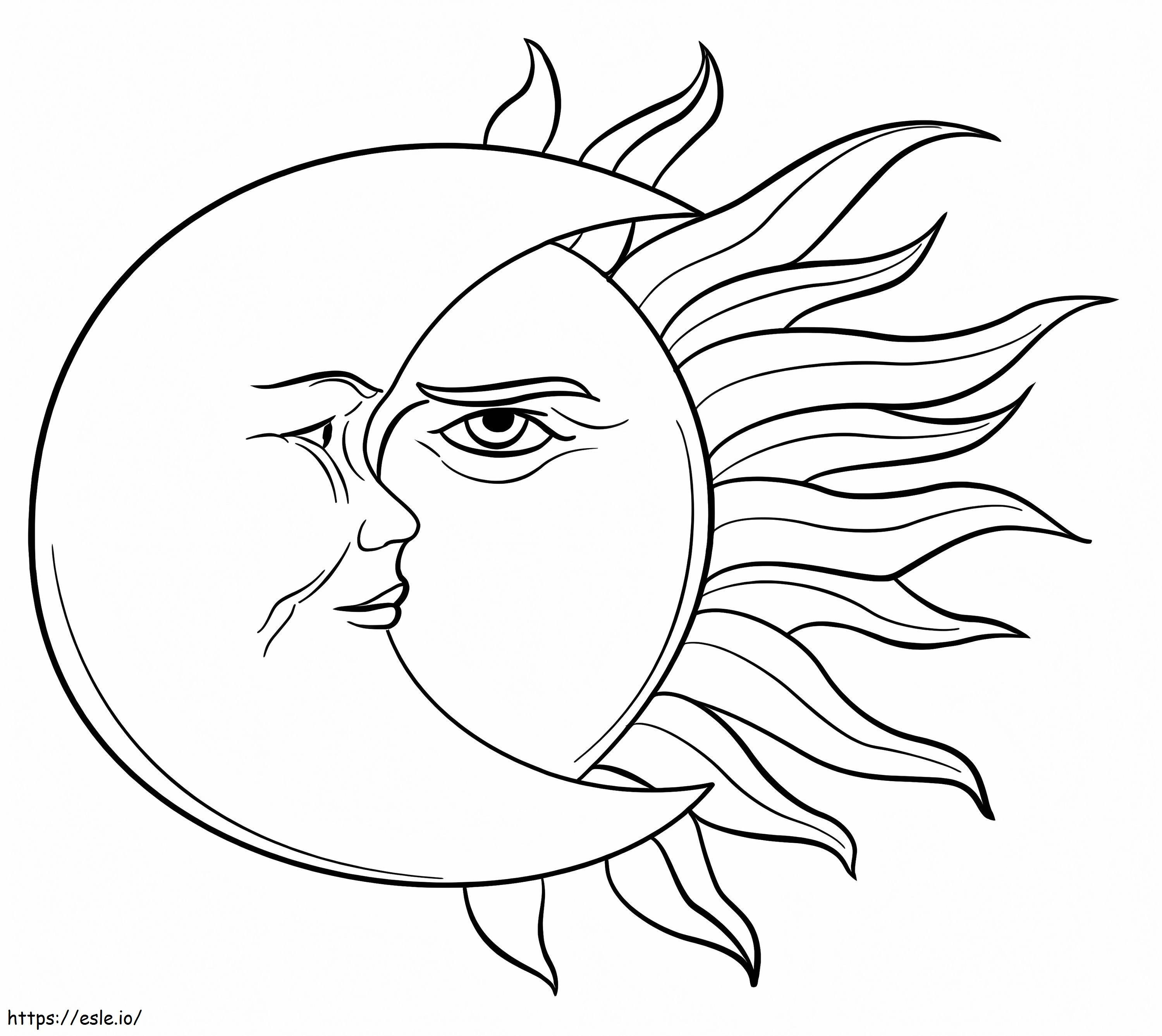 Sun And Moon 3 coloring page