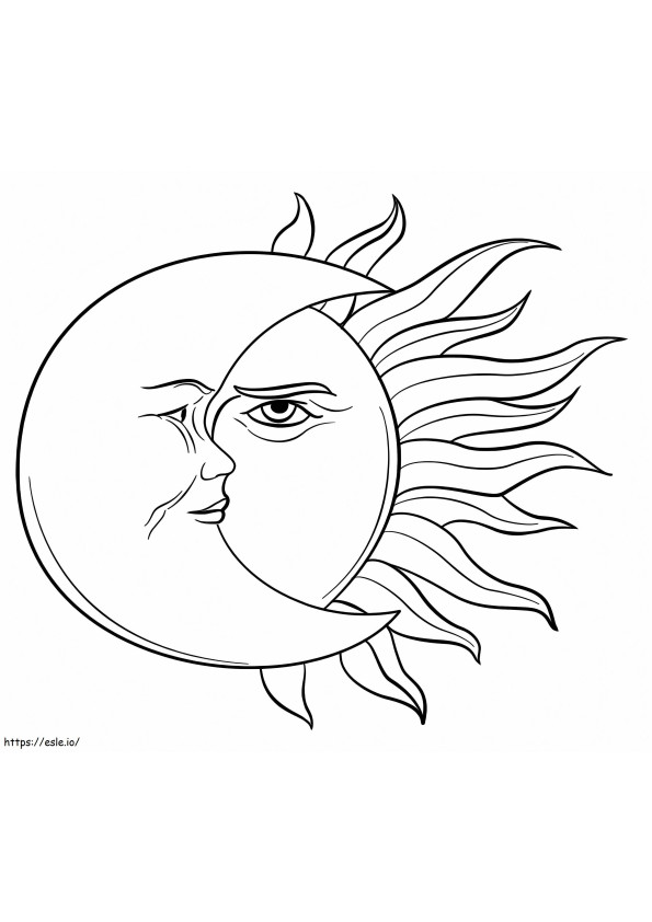 Coloriage Soleil et Lune 3 à imprimer dessin