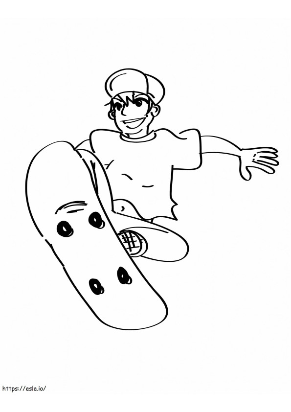 Boy Jump And Skateboard coloring page
