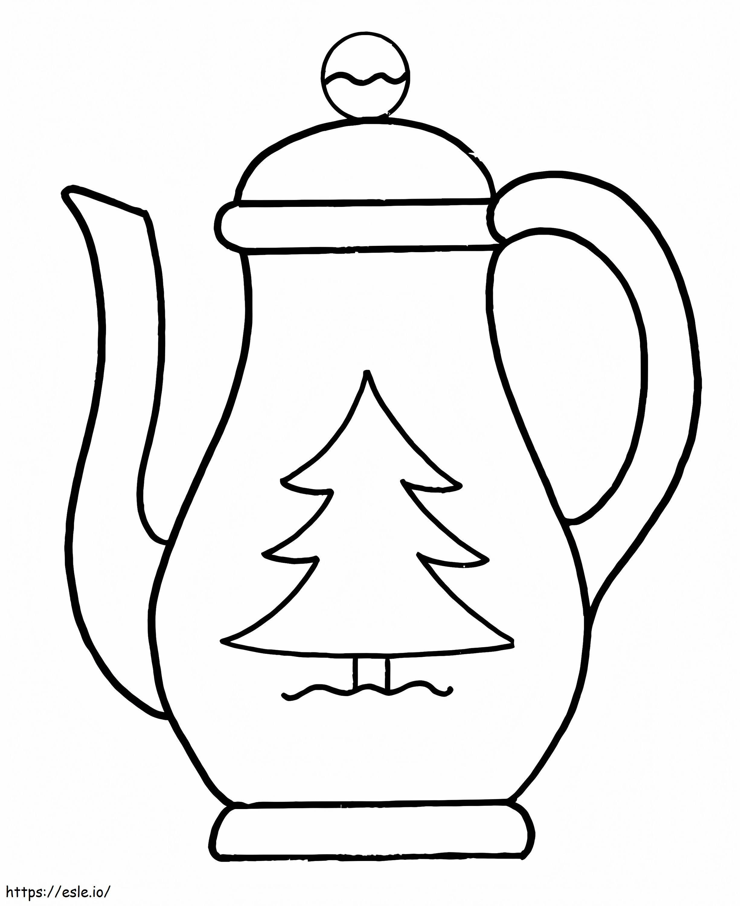 Teapot With Pine Tree coloring page