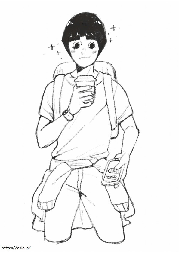 Hand Draw Rock Lee coloring page