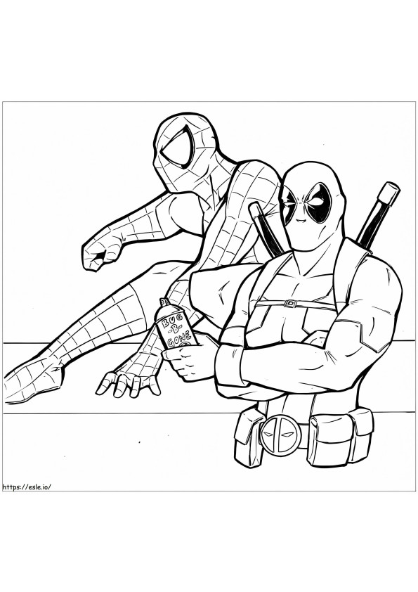 Deadpool ja Spider-Man värityskuva