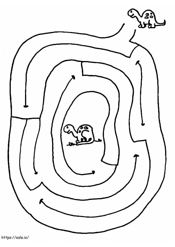 Coloriage Dinosaure et labyrinthe à imprimer dessin