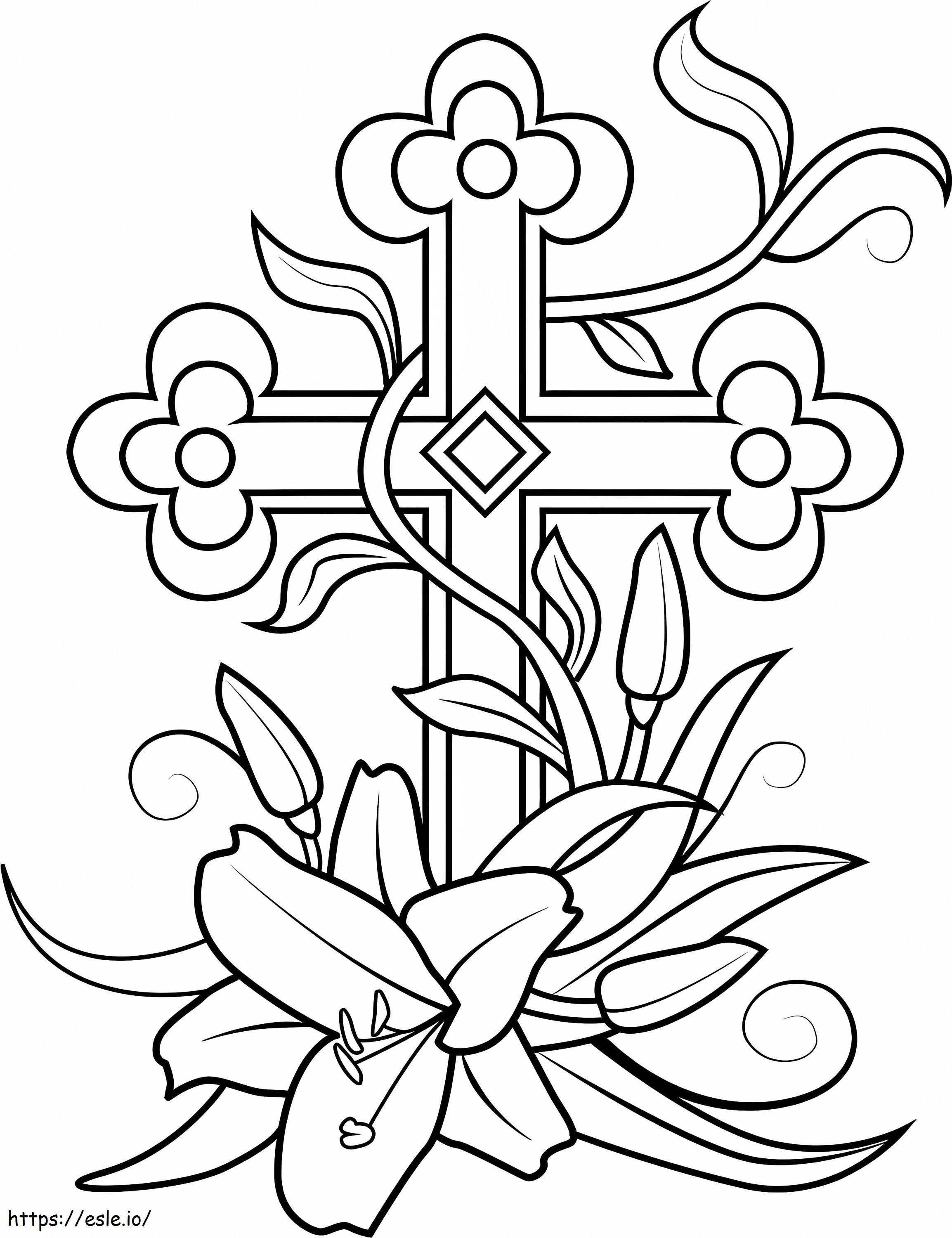 Coloriage Croix de Pâques imprimable gratuitement à imprimer dessin