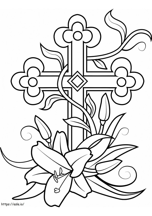 Coloriage Croix de Pâques imprimable gratuitement à imprimer dessin