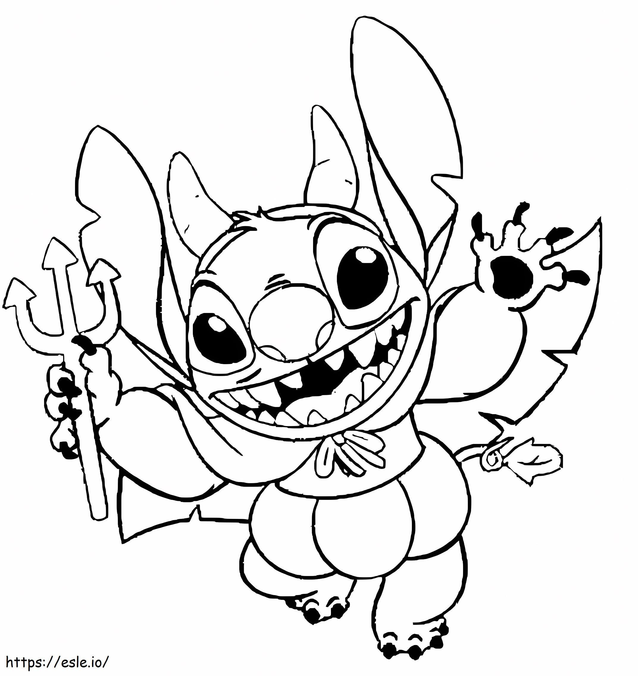 Stitch On Halloween coloring page