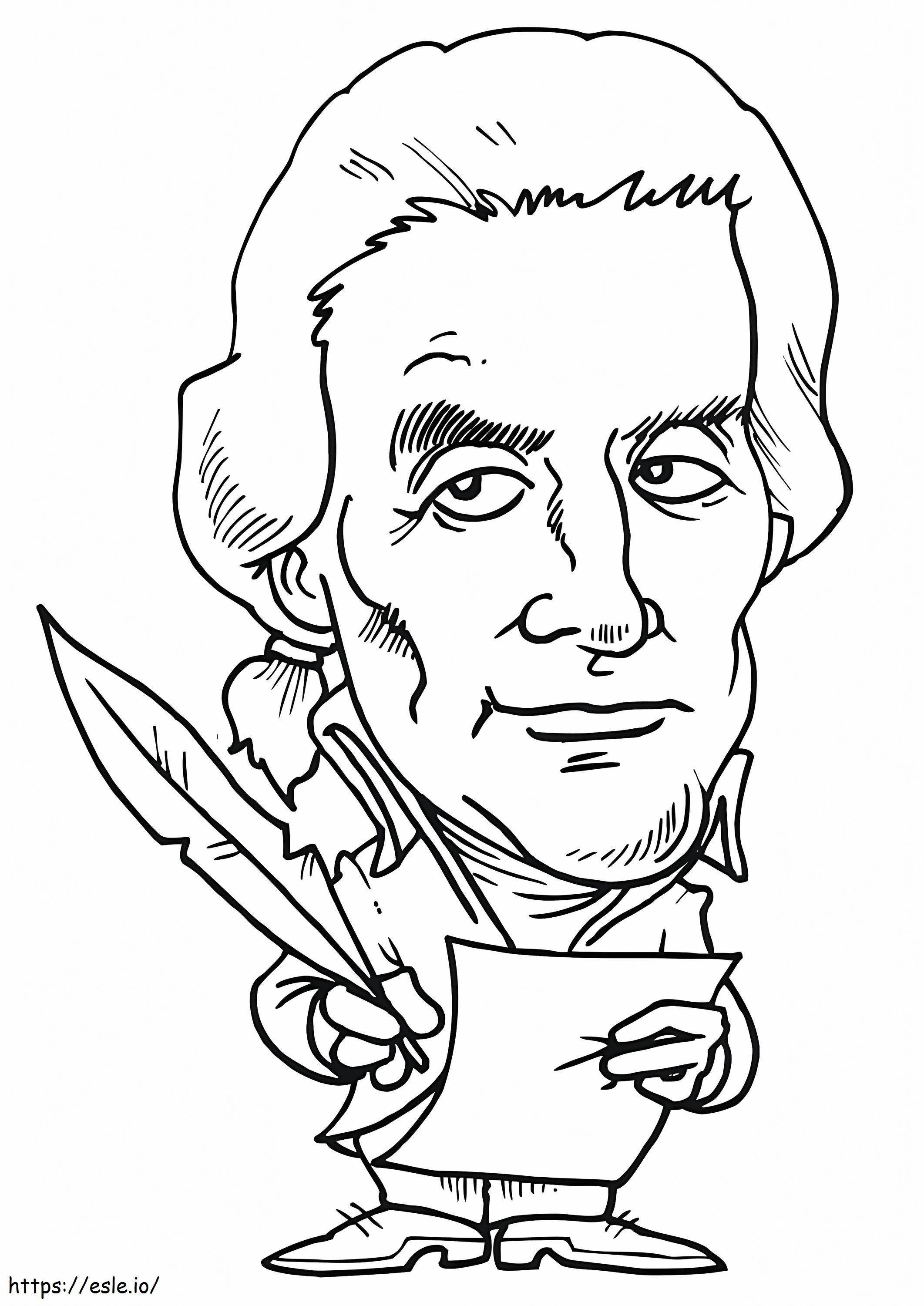 Thomas Jefferson Caricature 1 coloring page
