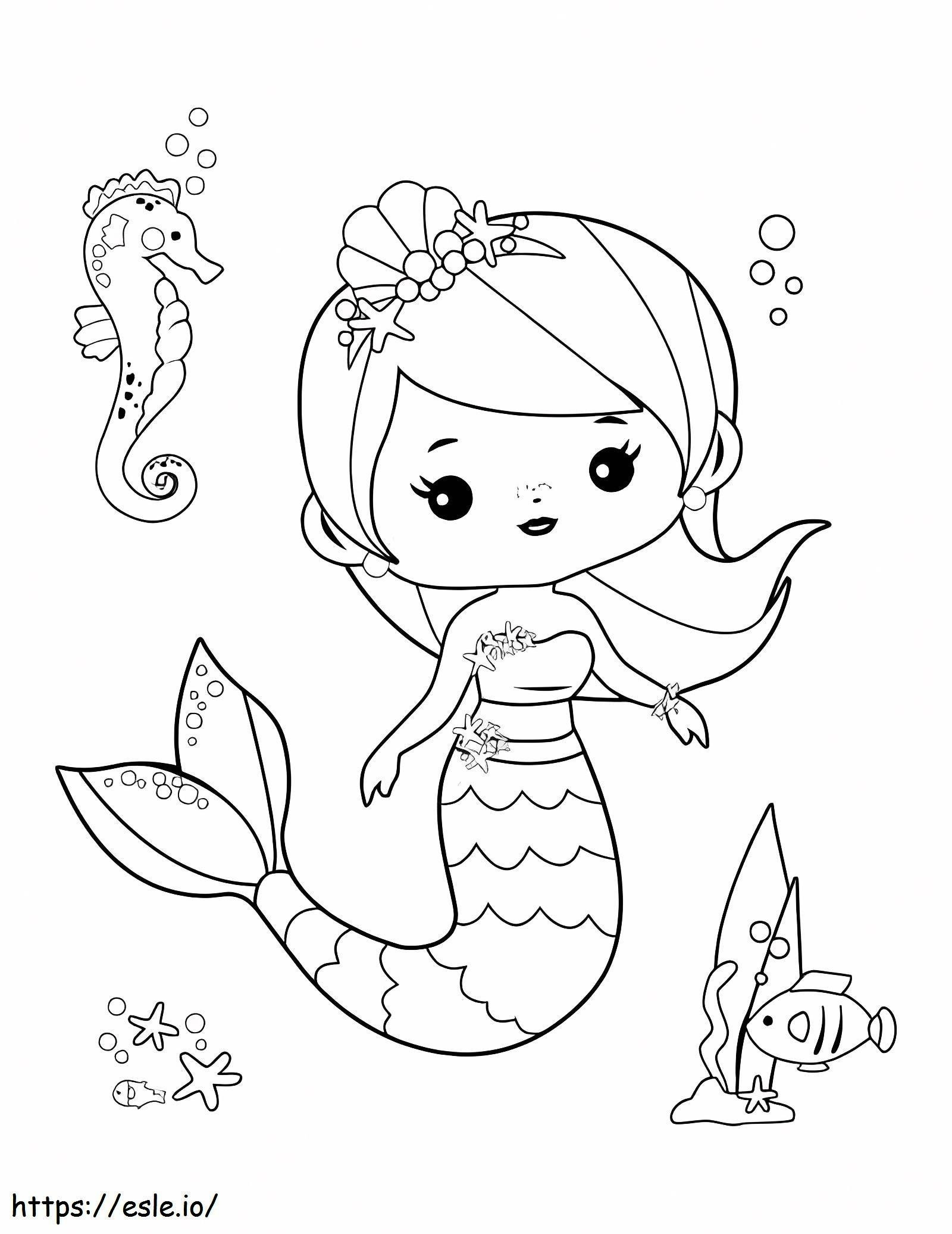 Syrena Dziewczyna I Zwierzęta Morskie kolorowanka