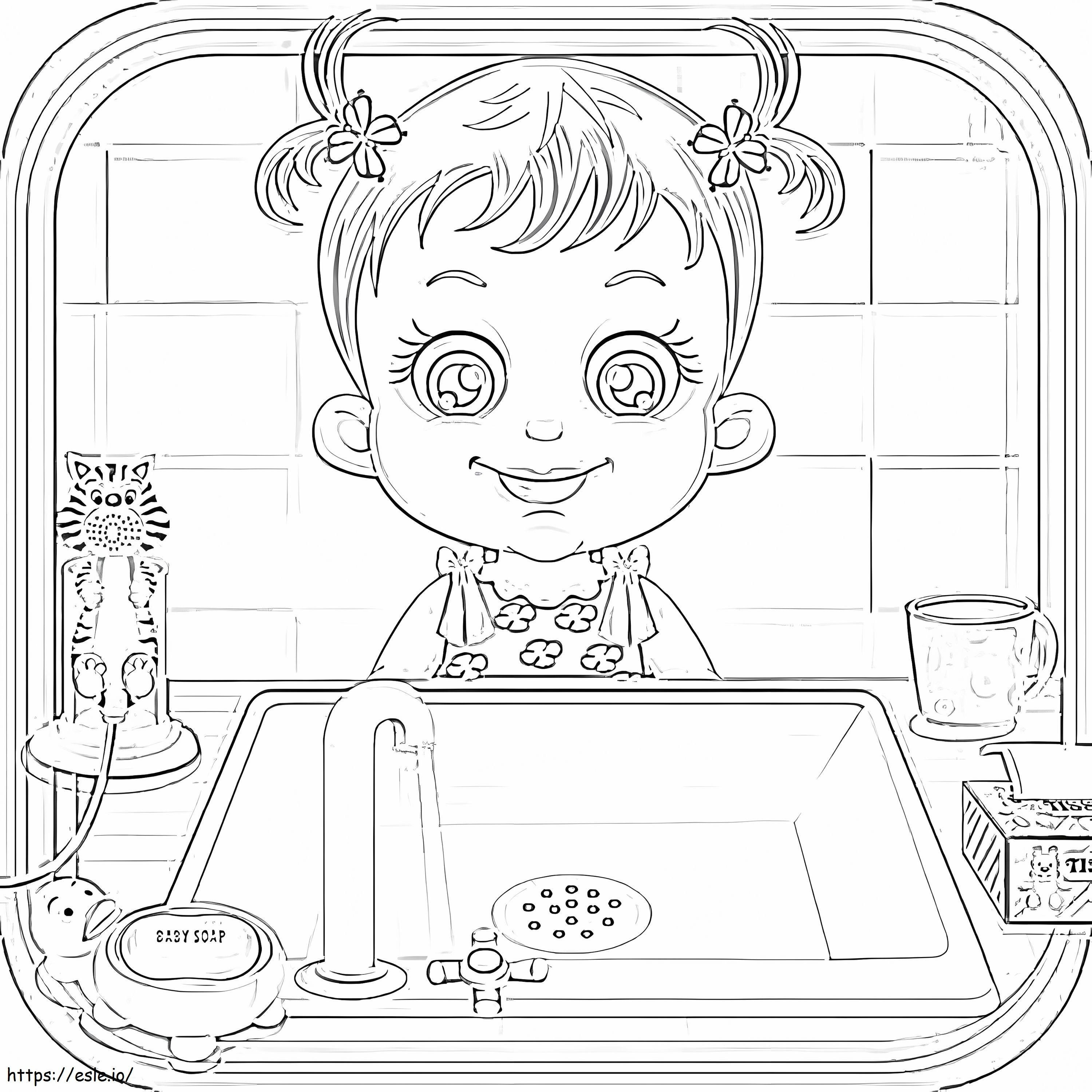 Coloriage Bébé Hazel dans la salle de bain à imprimer dessin