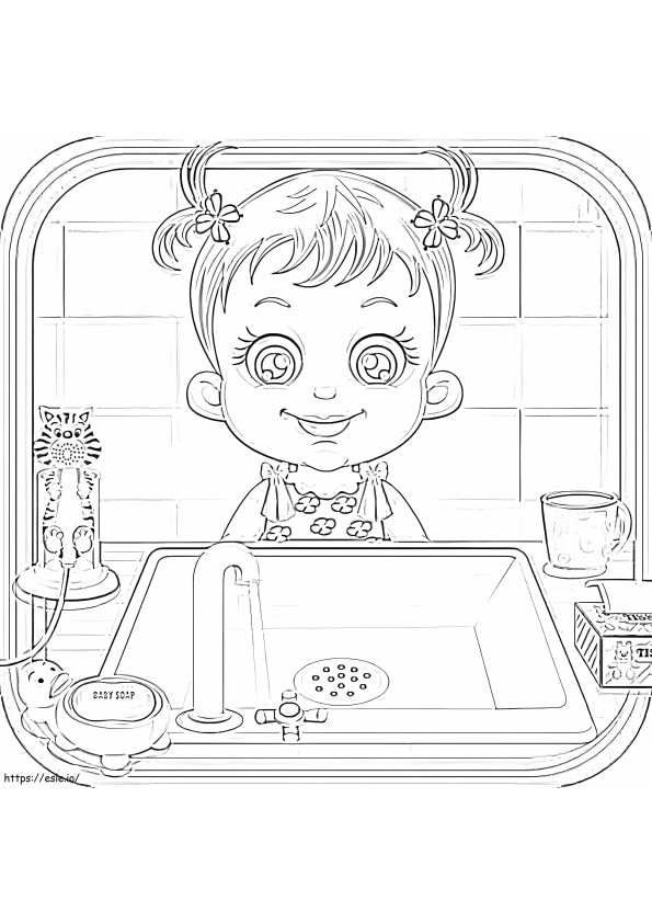 Coloriage Bébé Hazel dans la salle de bain à imprimer dessin