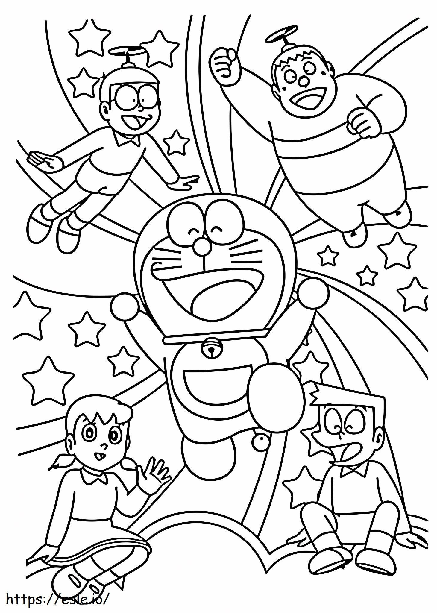 Nobita y equipo divertido para colorear