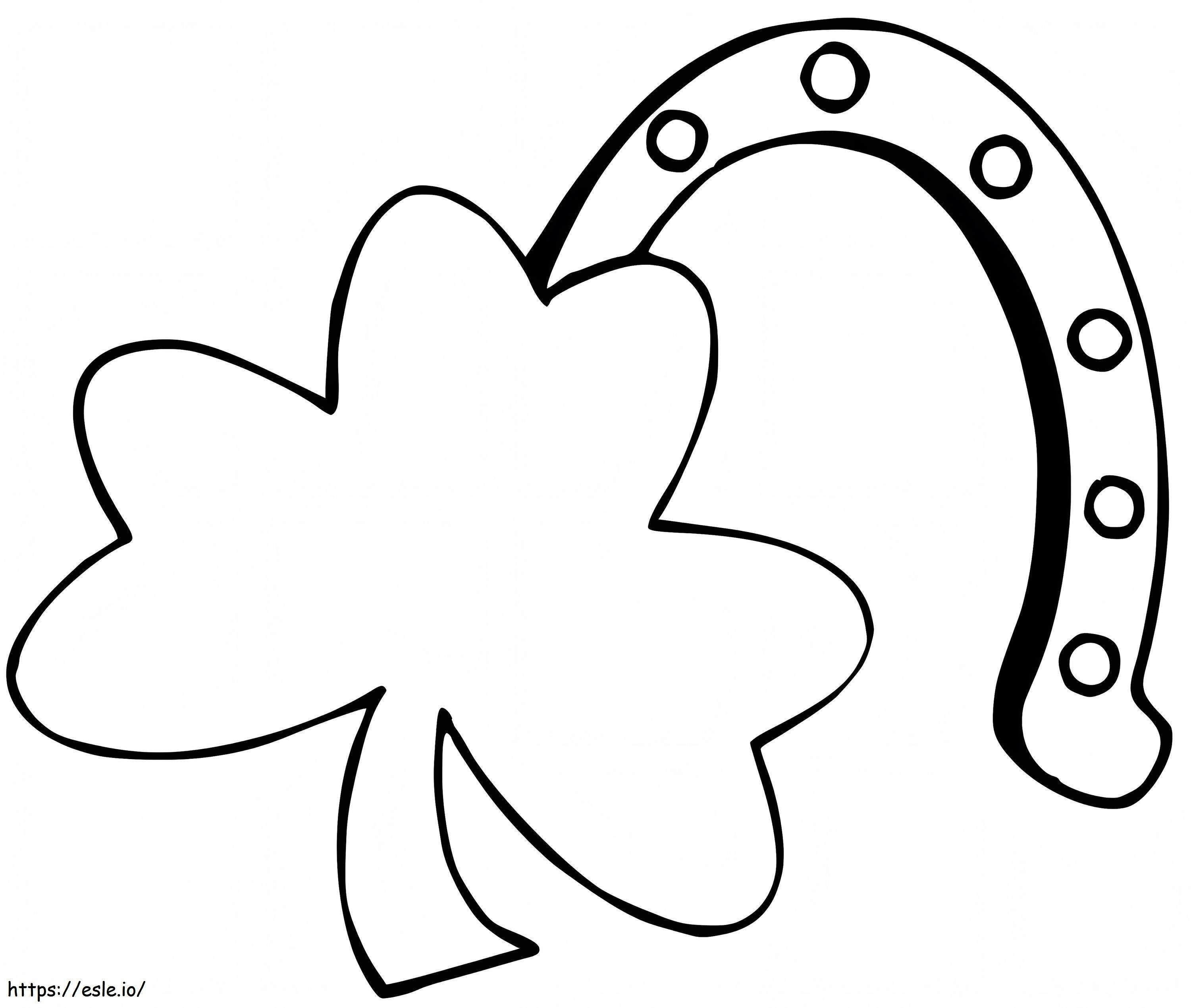 Lucky Shamrock And Lucky Horseshoe coloring page