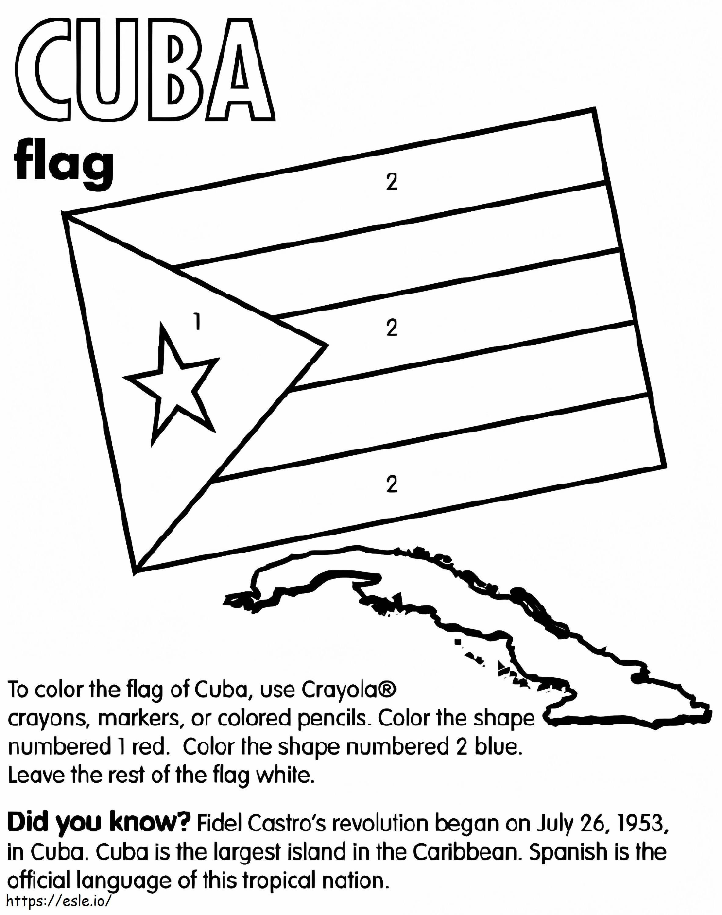 キューバの地図と国旗 ぬりえ - 塗り絵