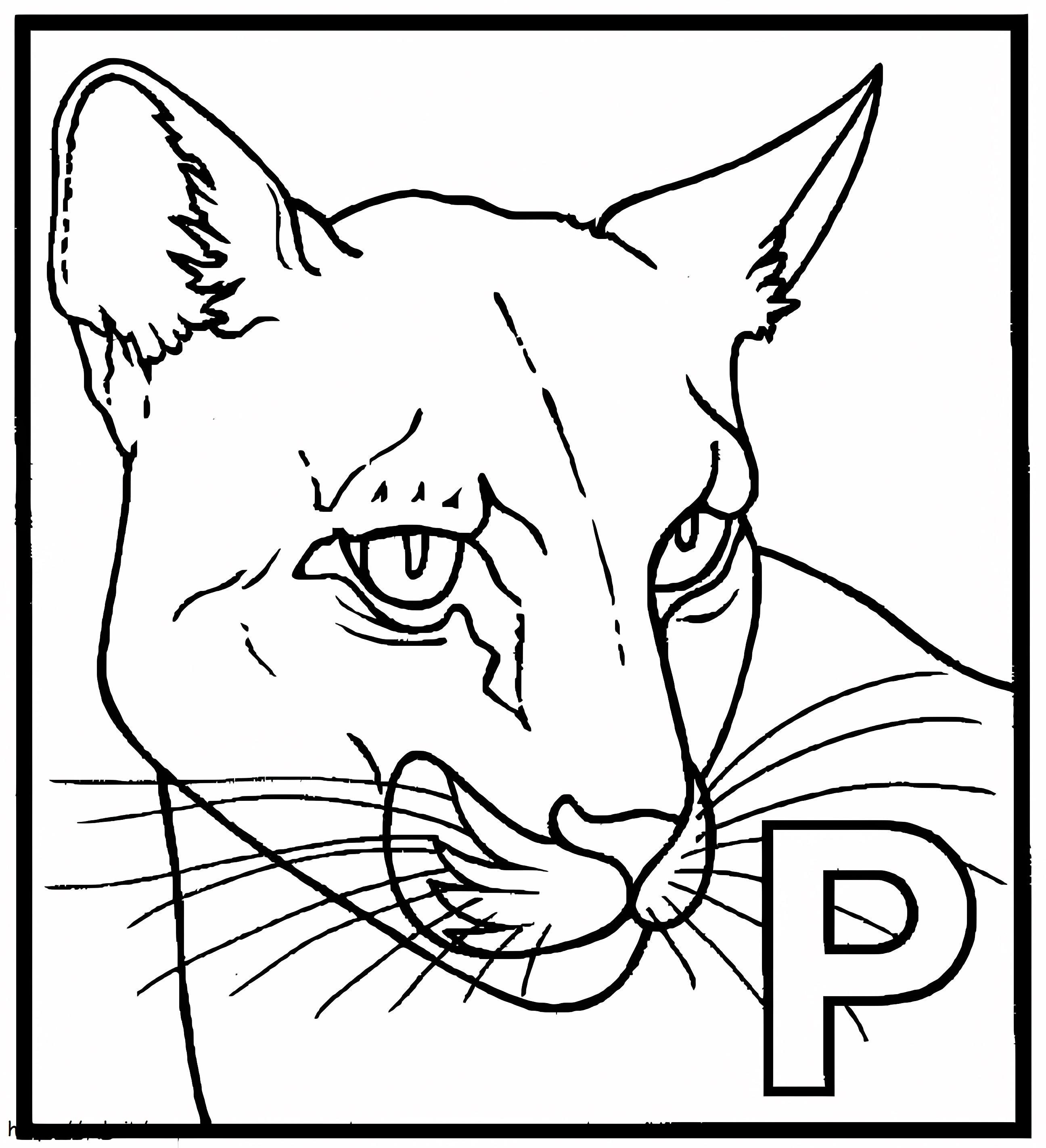 Panther Face With P coloring page