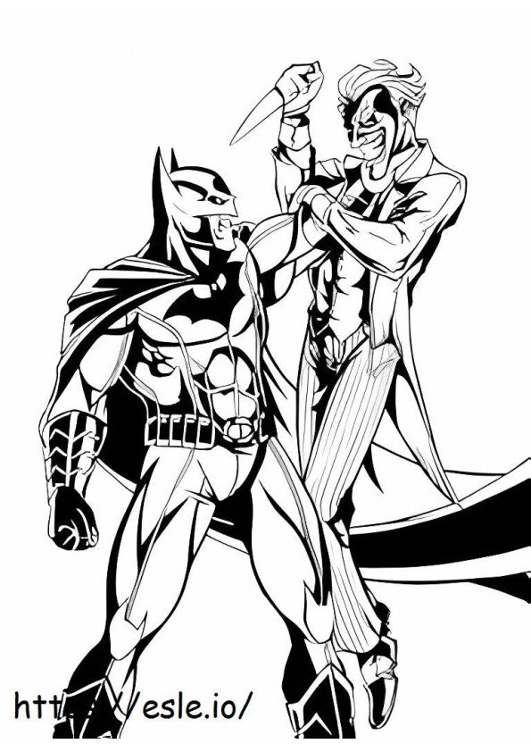 Coloriage Batman contre Joker à imprimer dessin