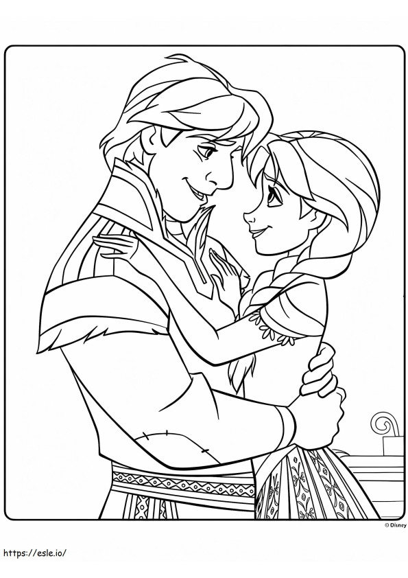 Casal Kristoff e Anna para colorir